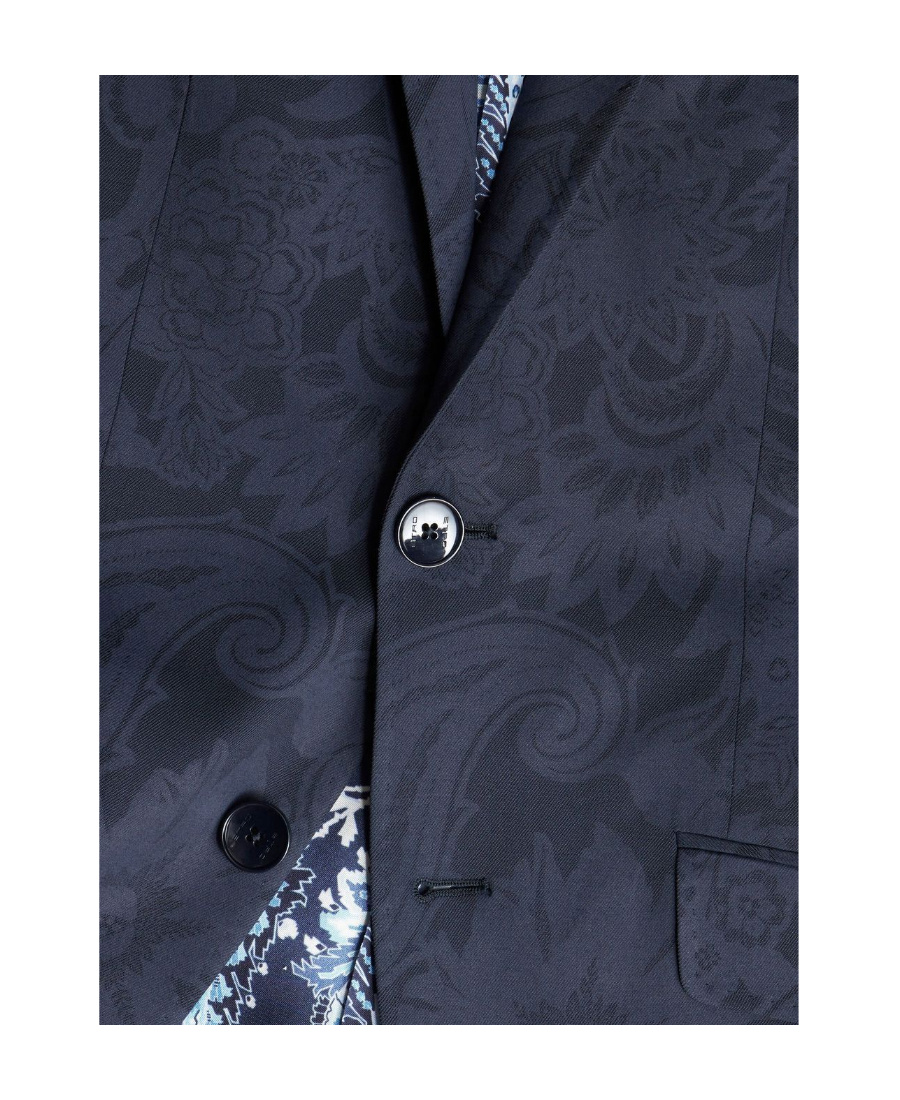 Etro Patterned-jacquard Single-breasted Blazer In Black