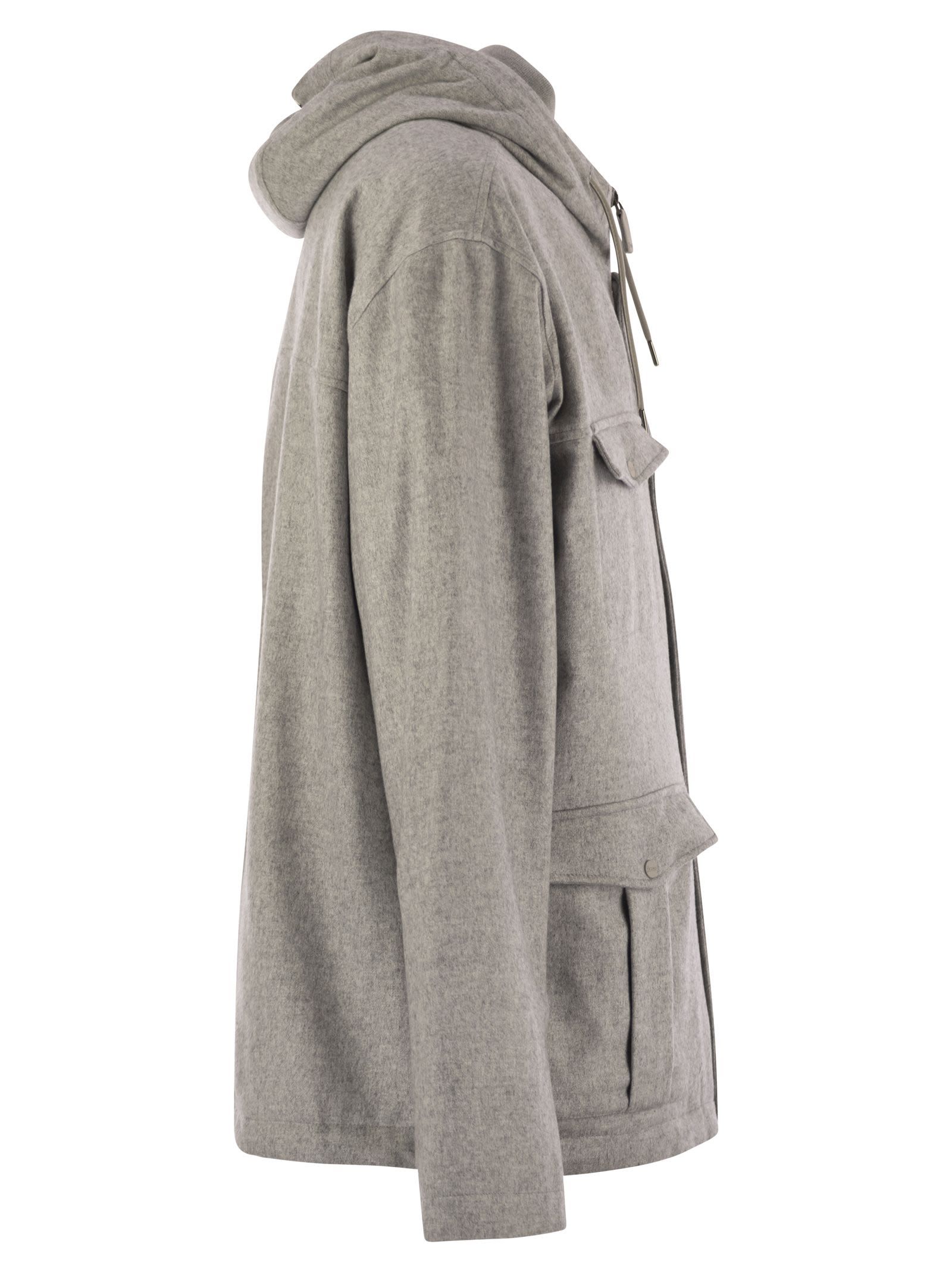 Herno Men Field Jacket In Silk And Cashmere In Gray