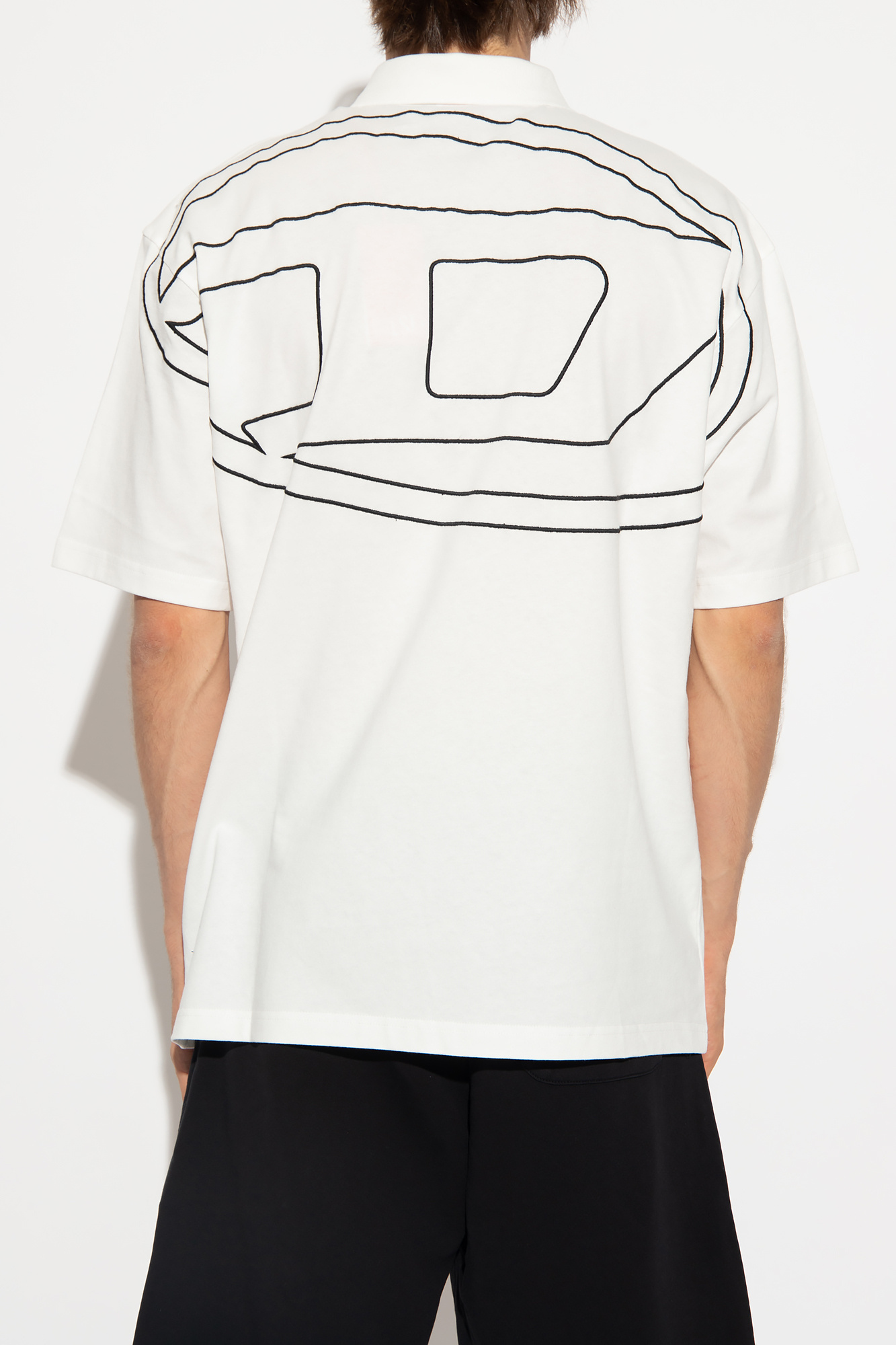 Diesel Oval D Organic Cotton Polo Shirt In White