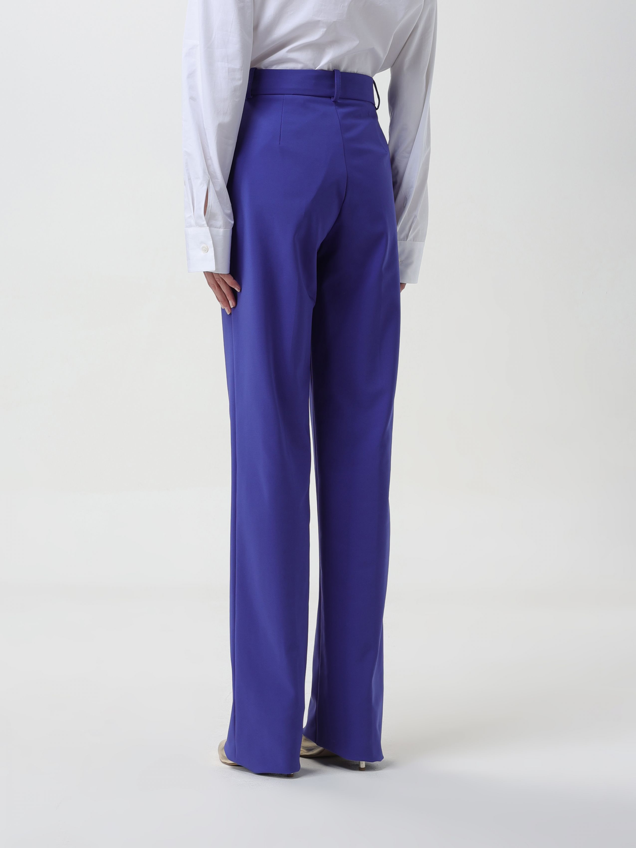 Elisabetta Franchi Logo Charm Straight Leg Pants In Blue