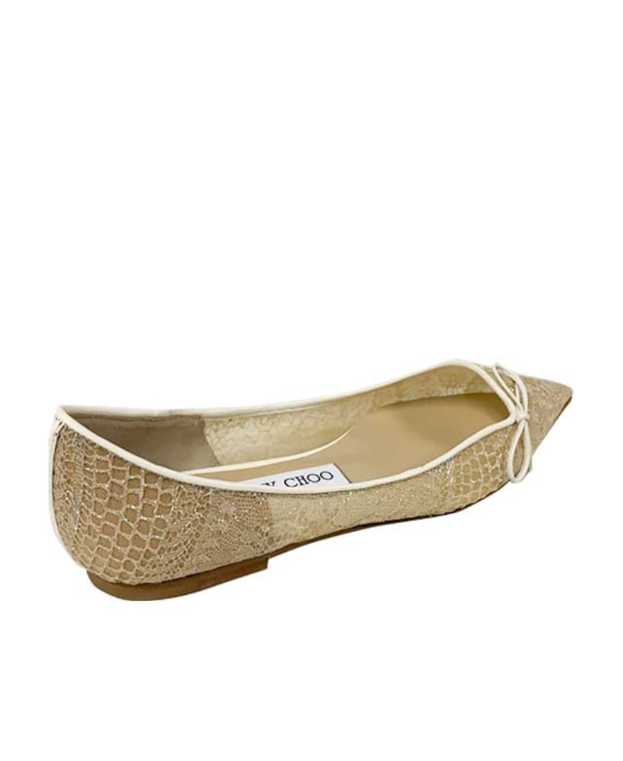 Jimmy Choo Logo Flat Shoes In Nude
