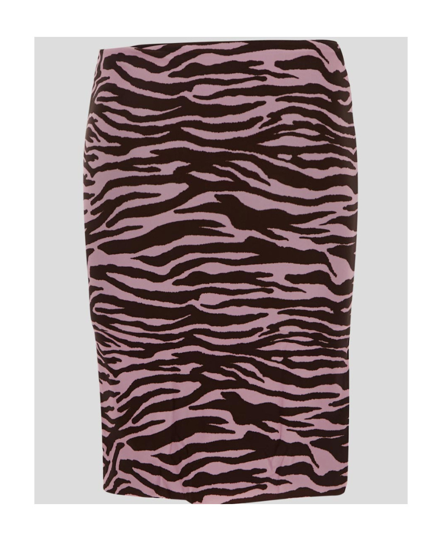 Attico Zebra-print Pencil Midi Skirt In Black