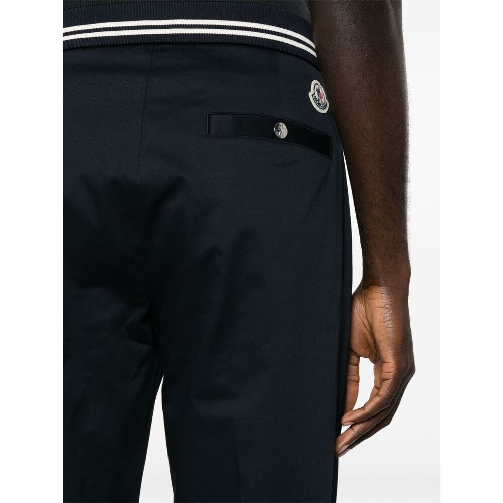 Moncler Striped-detail Tapered Trousers In Blue