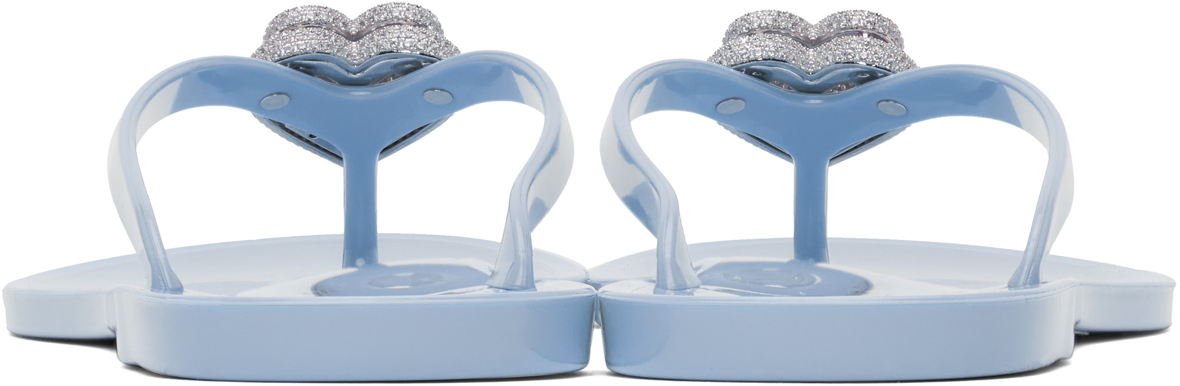 Machmach Double Heart Flip-flops In Blue
