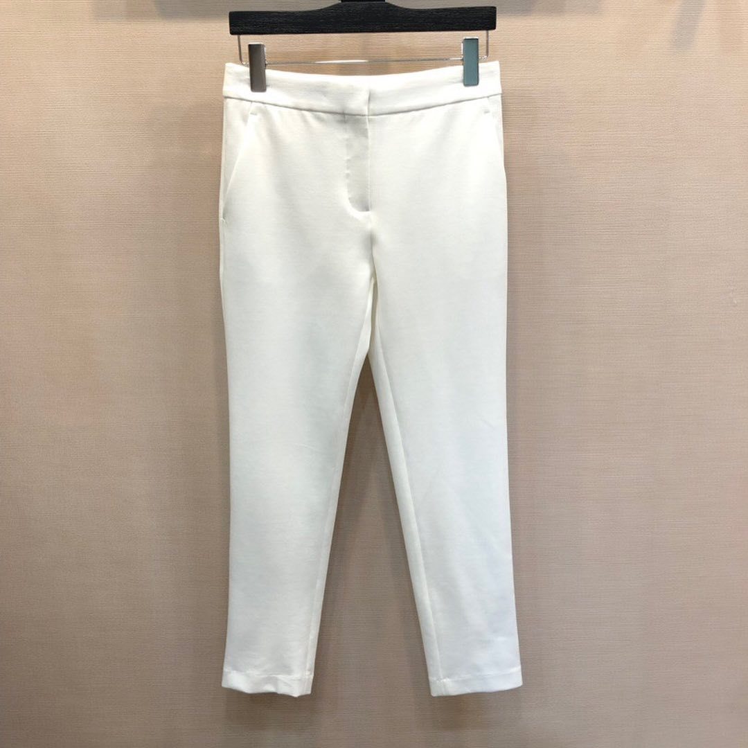 Max Mara Stretch Cotton-blend Trousers In White