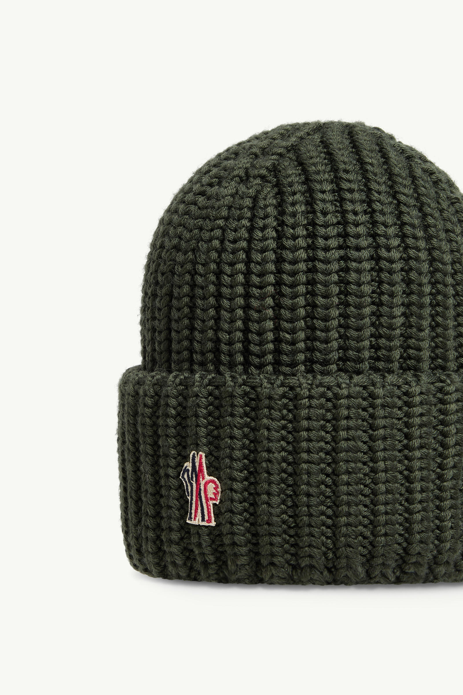 Moncler Logo Wool Beanie In Green