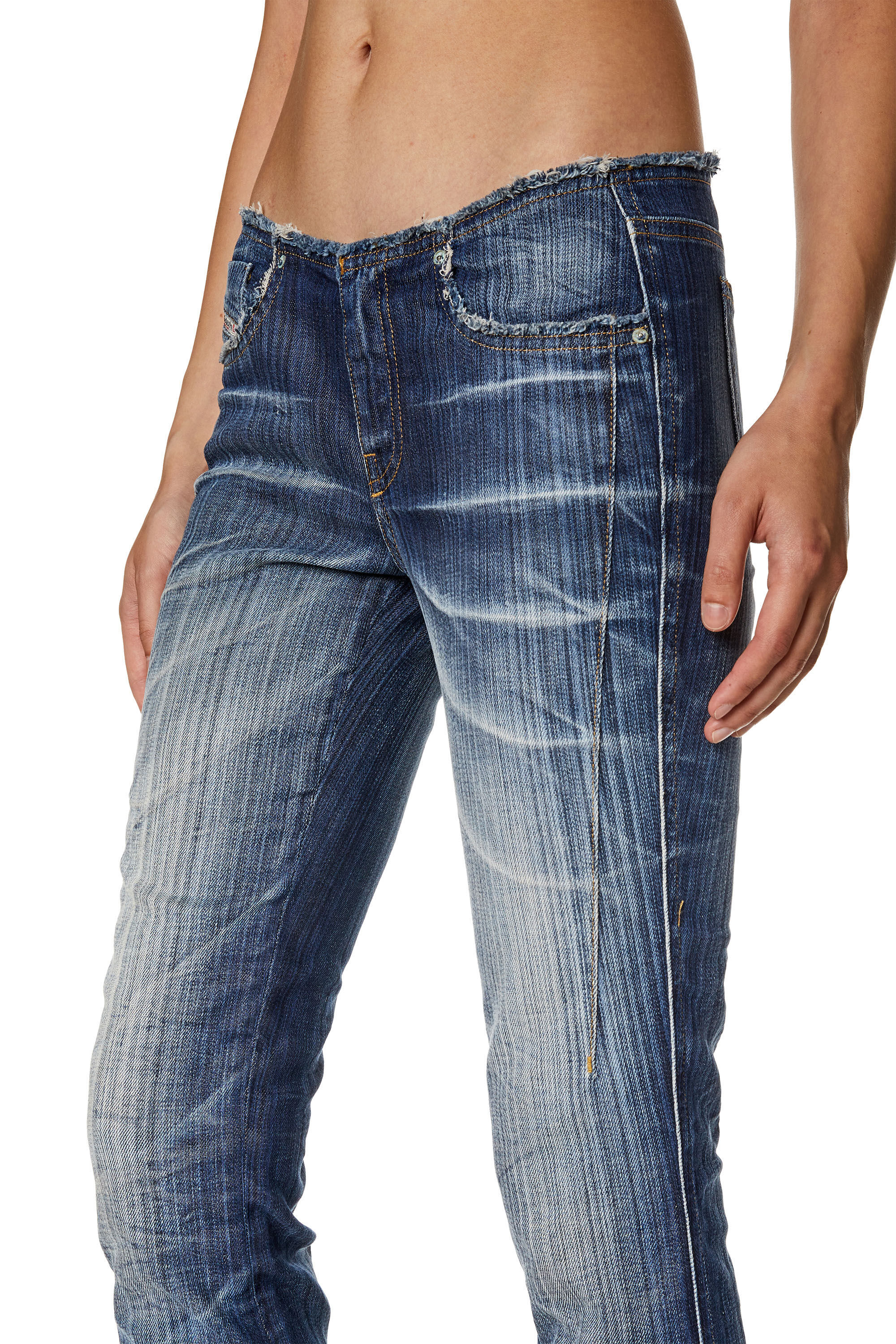 Diesel Heeled Low-rise Bootcut Jeans In Blue