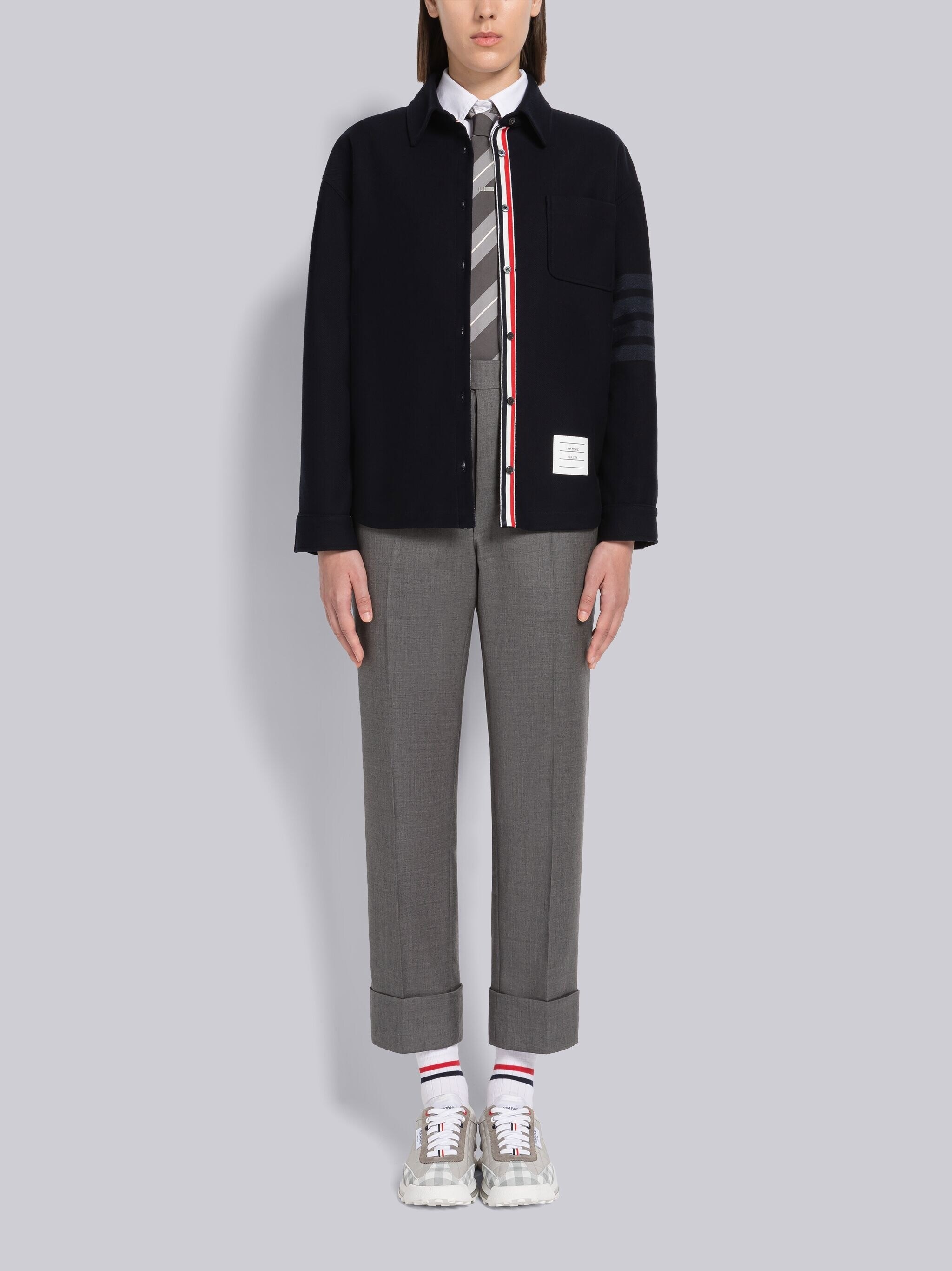 Thom Browne Two-tone 4-bar Mini Dress In Black