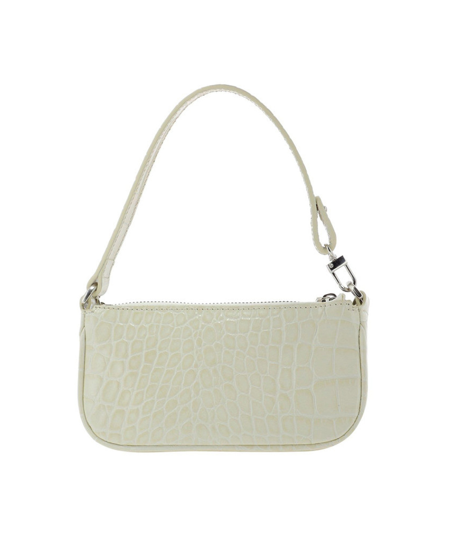 By Far Rachel Single Shoulder Bag With Imitation Crocodile Pattern In Nude