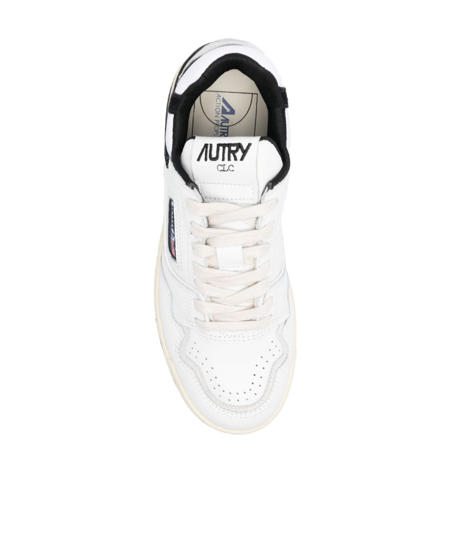 Autry White Low Top Sneakers With Black Details And Logo Patch In Leather And Suede Man In White