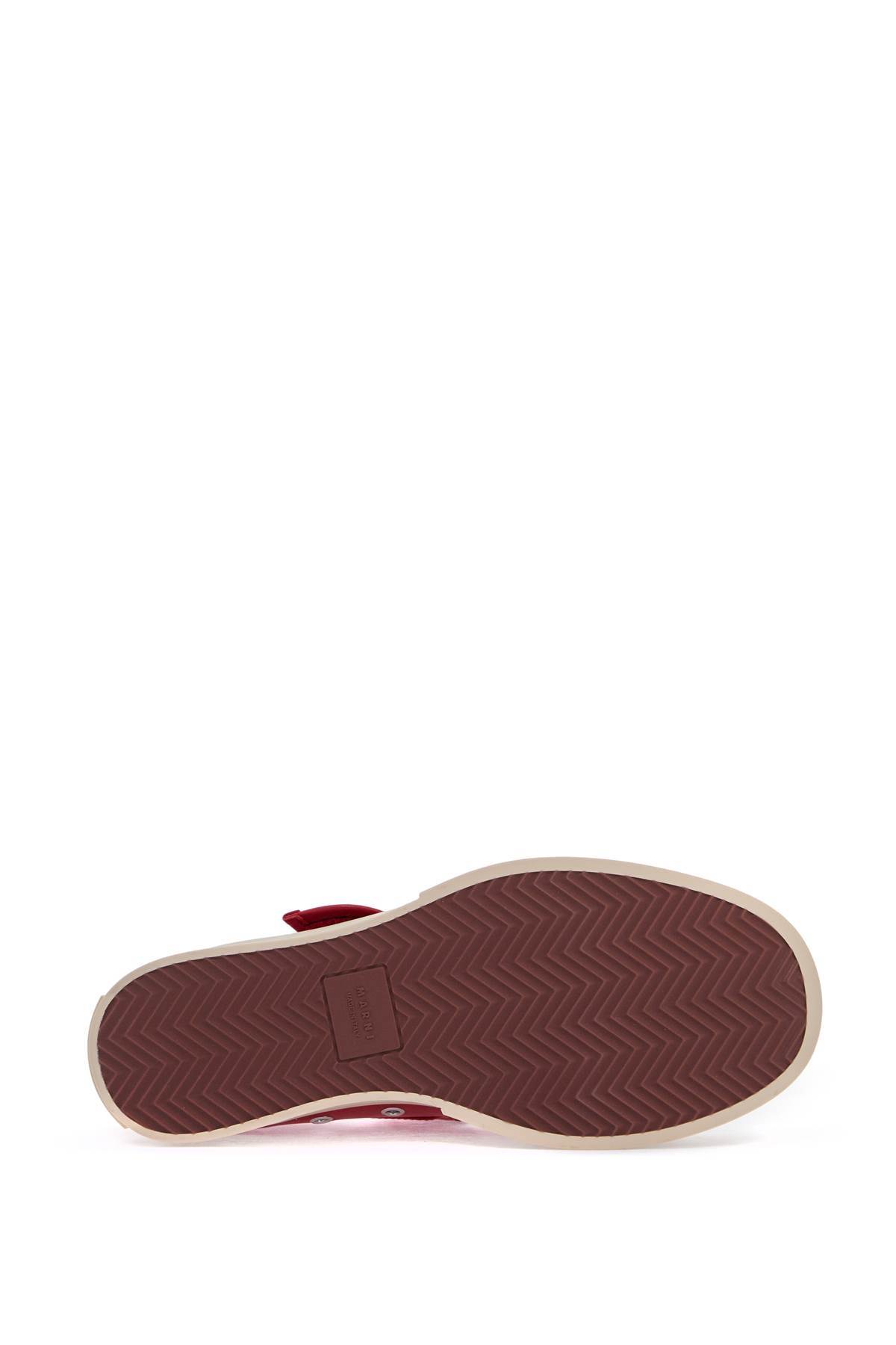 Marni Intense Crimson Calfskin Sneakers With Velcro Closure In Nude