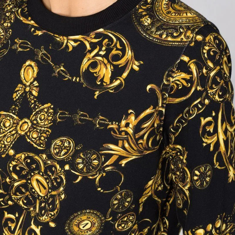 Versace Baroque-pattern Long-sleeve Sweatshirt In Black