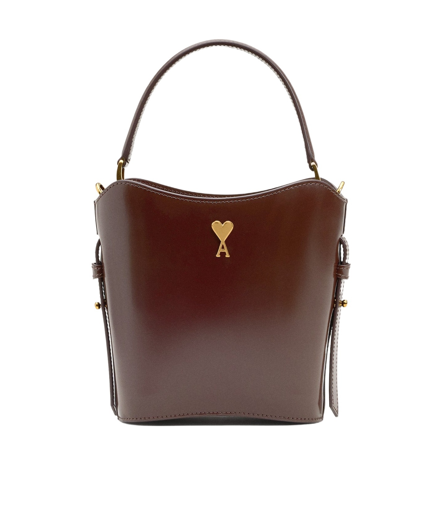 Ami Alexandre Mattiussi Ami Paris Mini Drawstring Bucket Bag In Brown