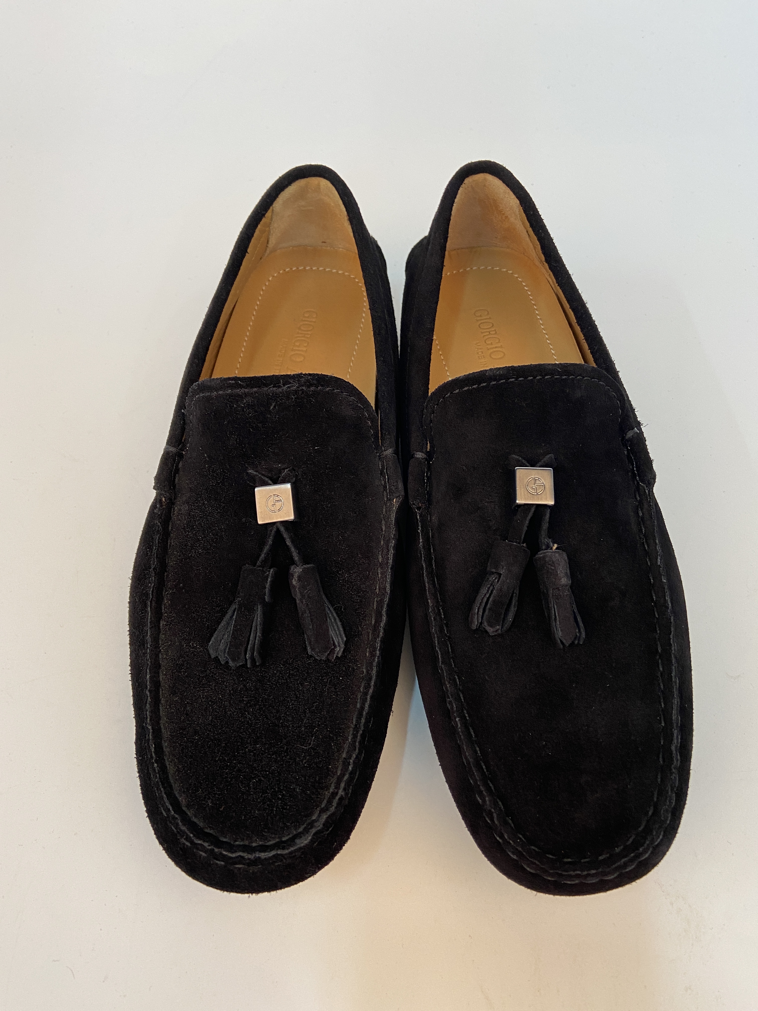 Giorgio Armani Logo Leisure Business Shoes In Black
