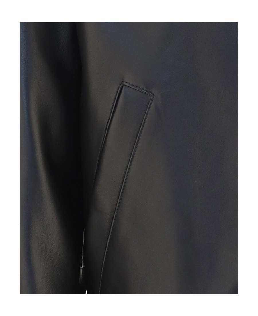 Jil Sander Leather Zip-up Bomber Jacket In Black