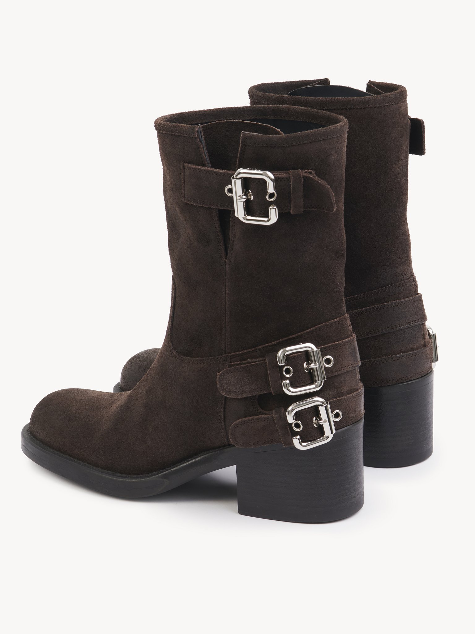 Chloé Stylish Block Heel Suede Ankle Boots In Brown
