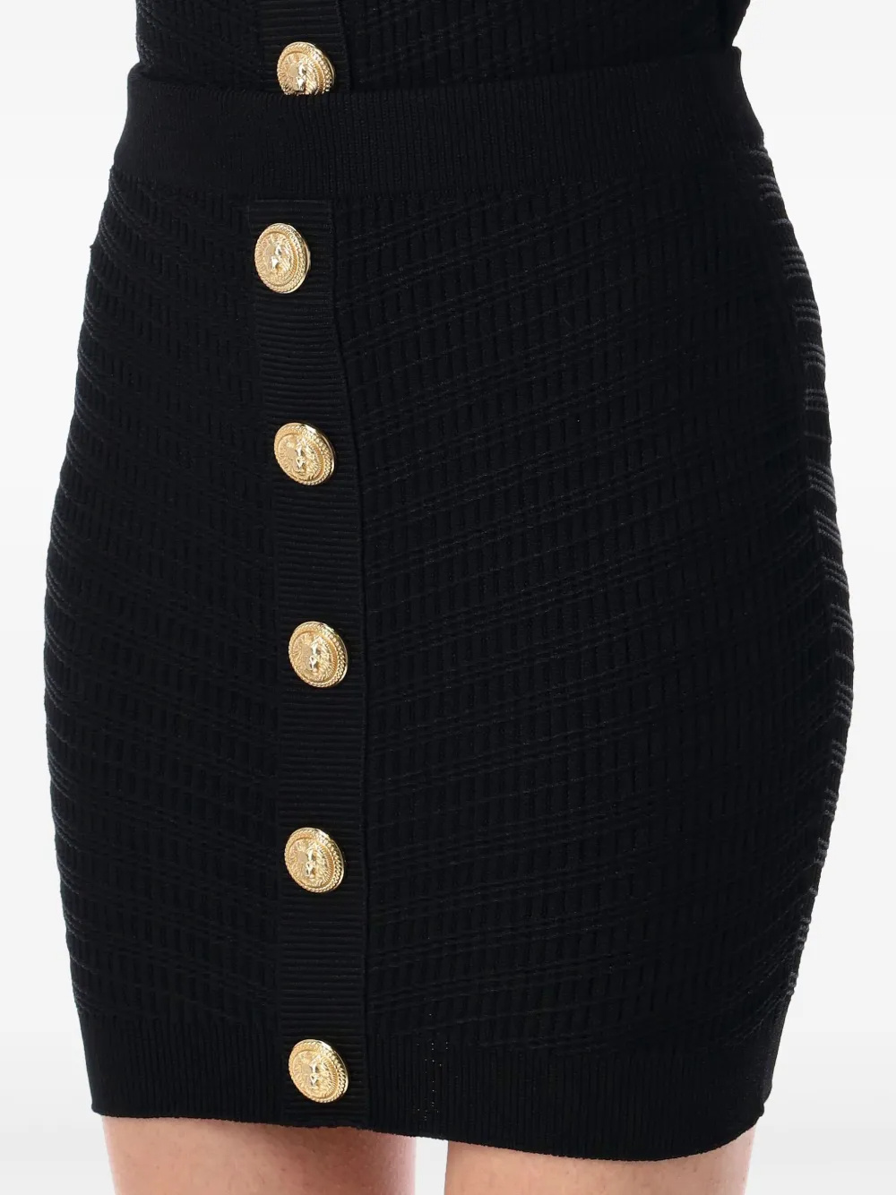 Balmain Knit Cardigan With Structured Shoulders In Black