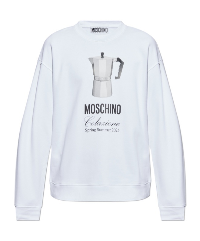 Moschino Morning Graphic Print Crew Neck Sweatshirt In White