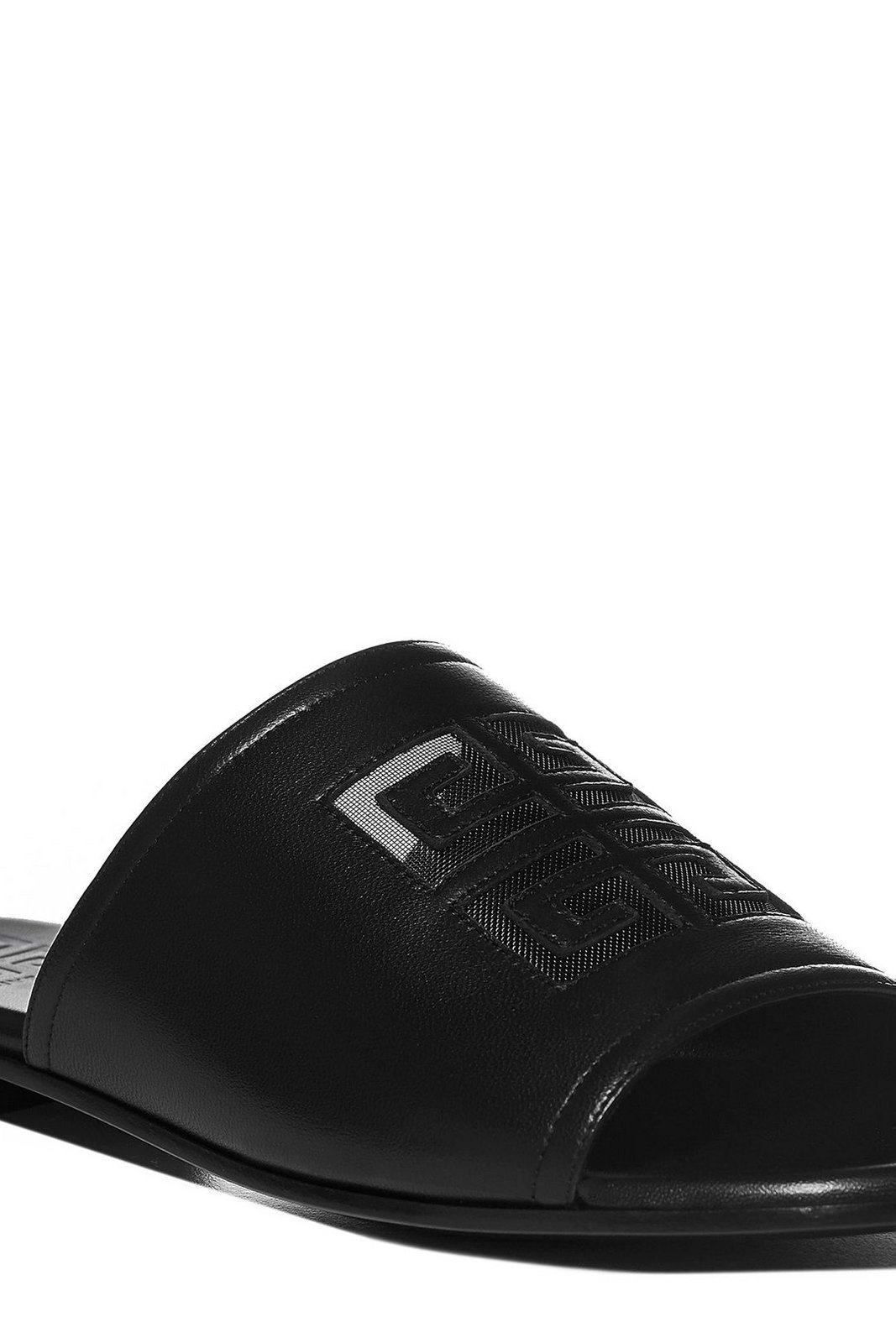 Givenchy 4g Leather Flat Slides In Black