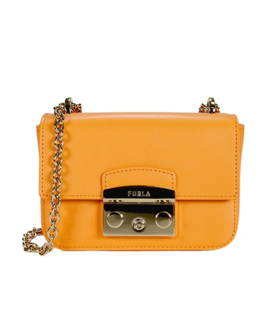 Shop Furla Debossed-logo Crossbody Bag In Yellow