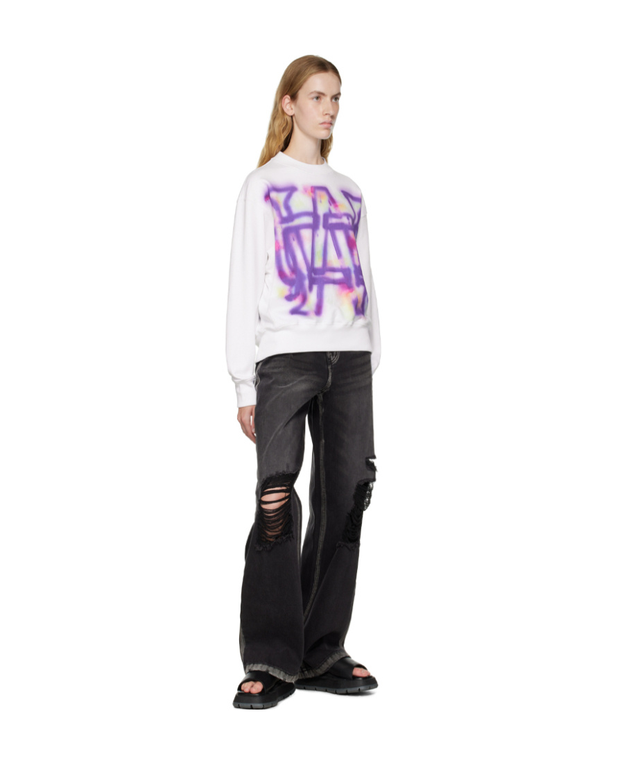 We11 Done Rainbow Symbol Sweater In White