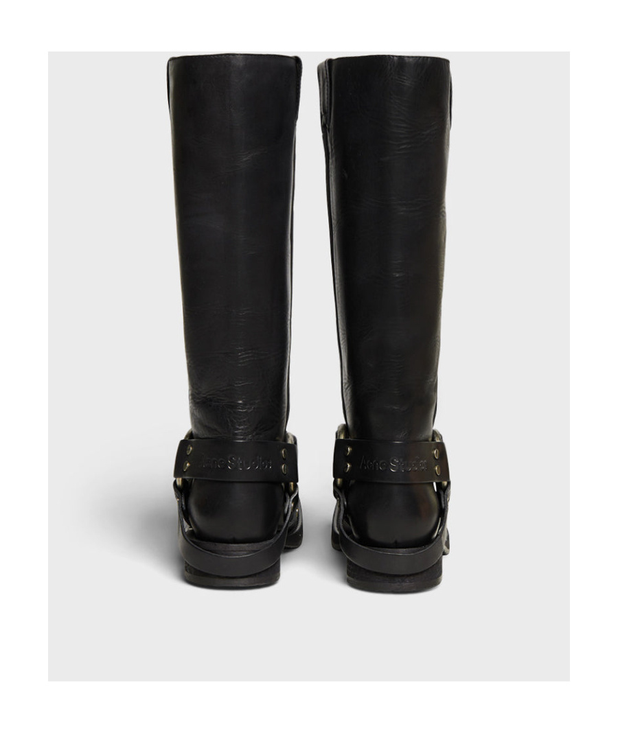 Acne Studios Black Boots With Buckle And Logo In Leather Woman In Black