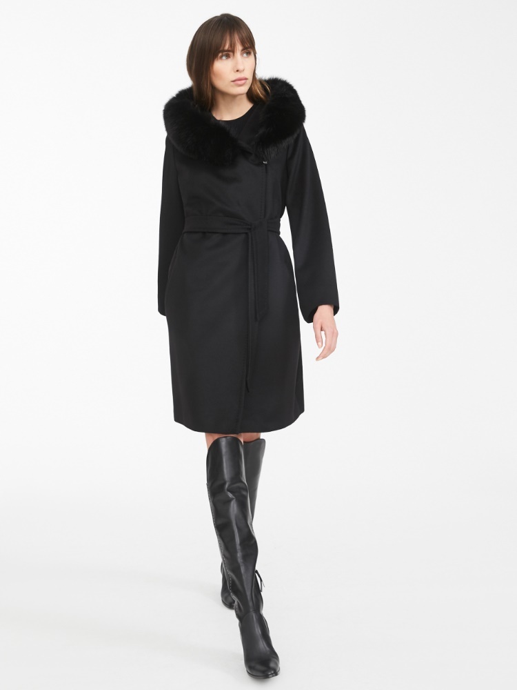 Max Mara Hooded Coat In Black