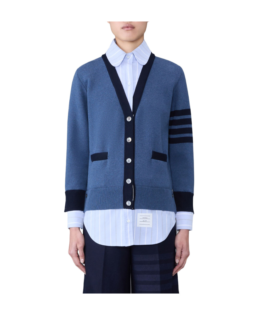 THOM BROWNE MILANO STITCH V-NECK CARDIGAN