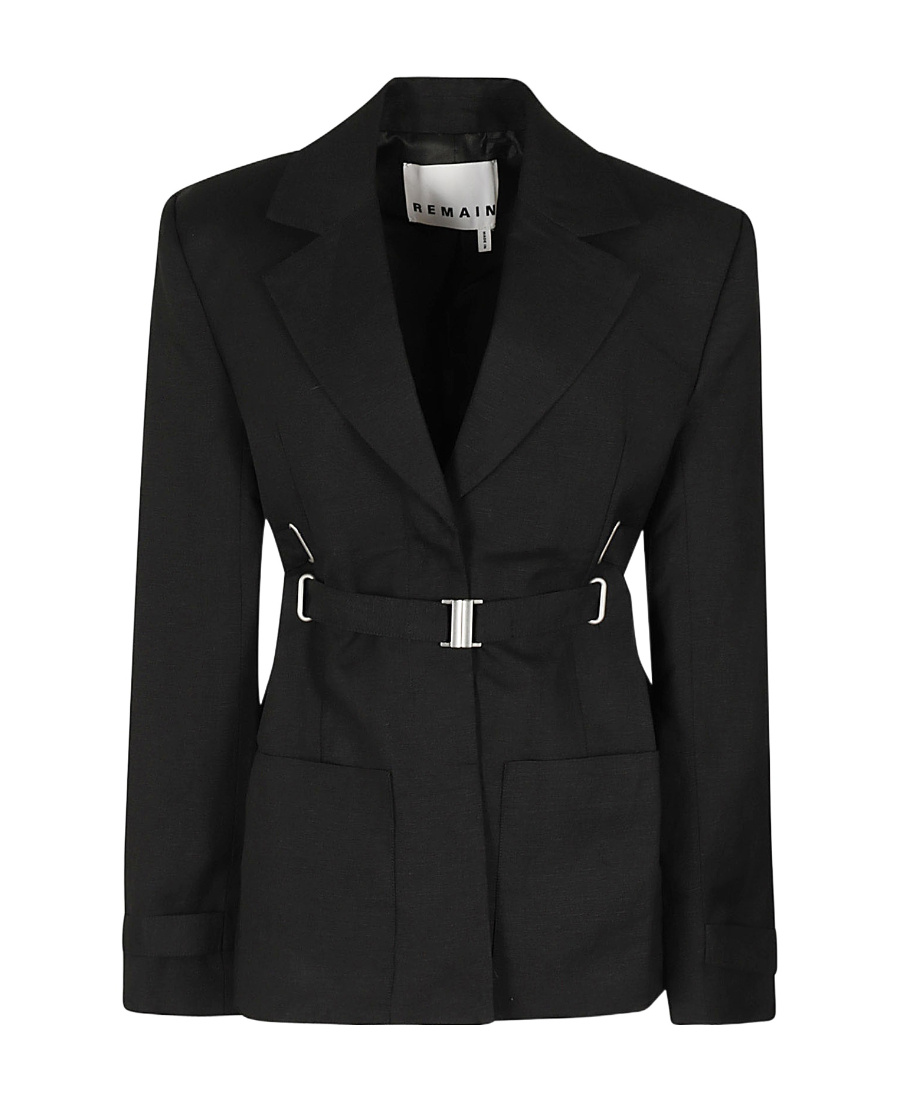 Remain Birger Christensen Strap Long-sleeved Suit Jacket In Black