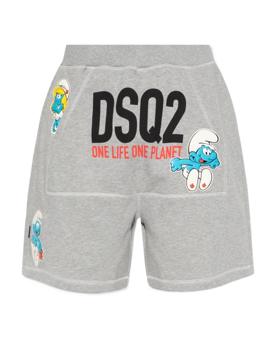 Dsquared2 Logo-print Cotton Track Shorts In Gray