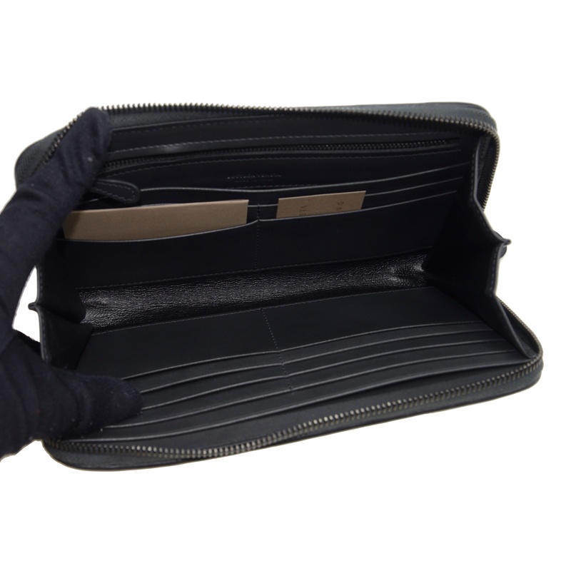 Bottega Veneta Dark Gray Braided Wallet In Black