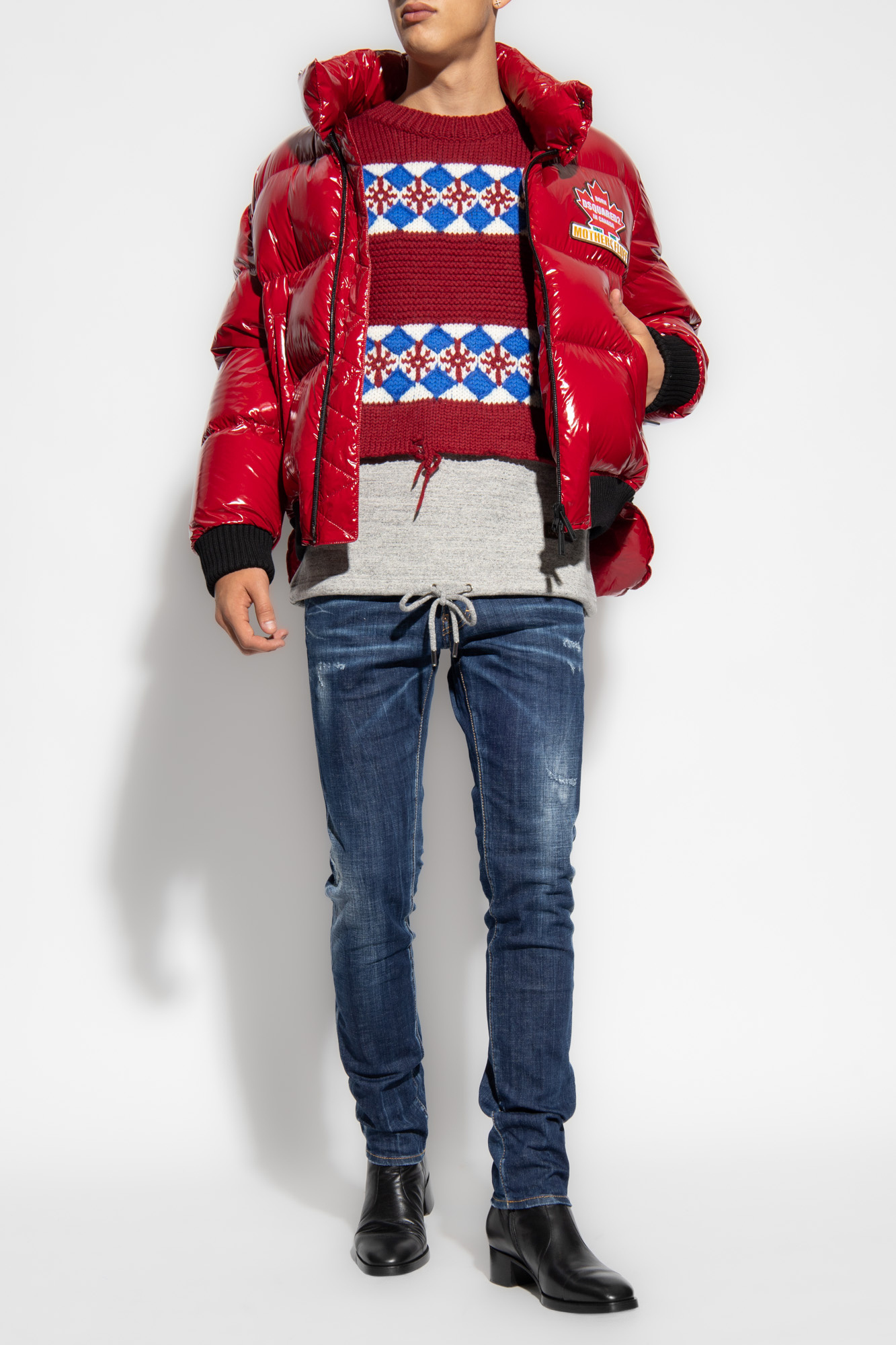 DSQUARED2 DISTRESSED-FINISH WOOL JUMPER