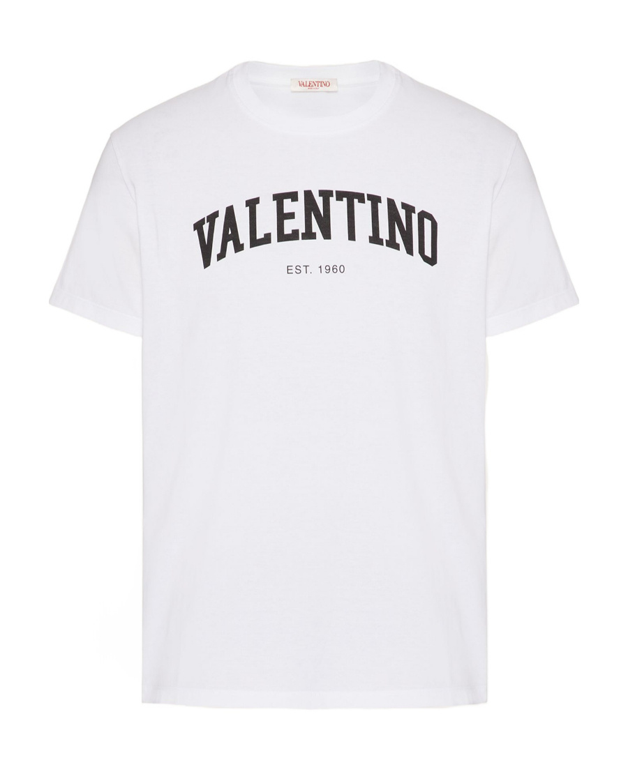 Valentino Cotton Crew Neck T-shirt With Graphic Print In White