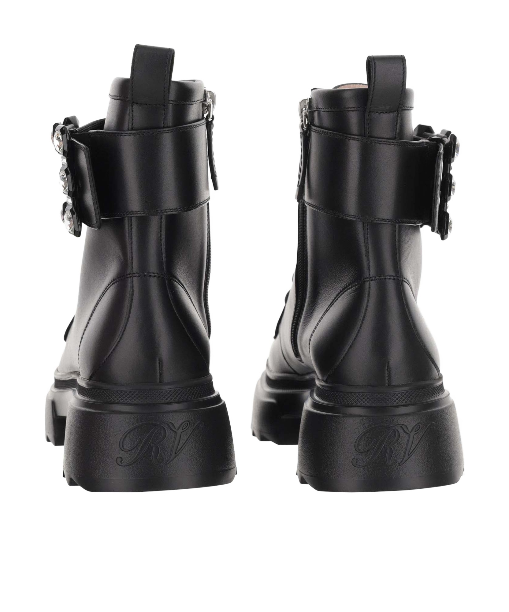 Roger Vivier Wallaviv Leather Ankle Boots In Black
