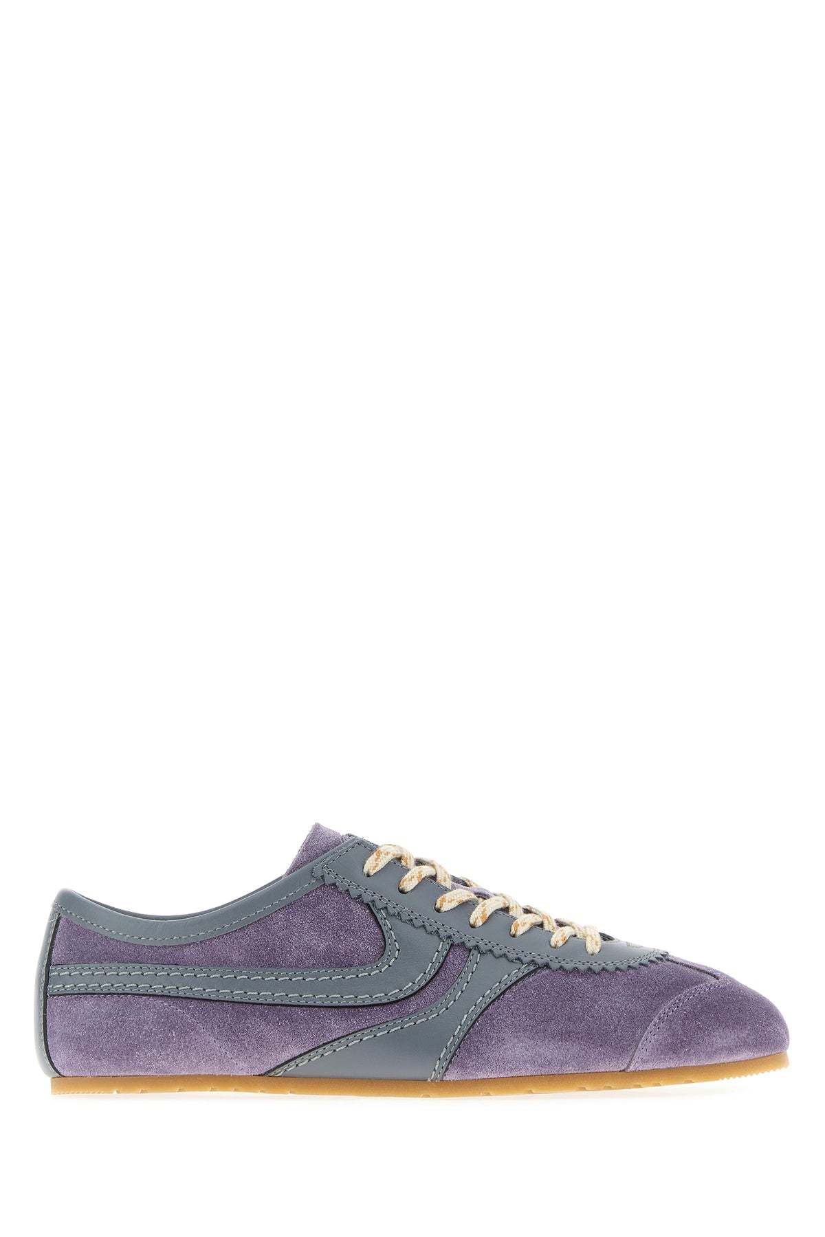Dries Van Noten Low-profile Sneakers With Suede And Leather Accents In Purple