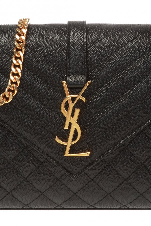 Saint Laurent Ladies Envelope Quilted Shoulder Bag In Black In Black