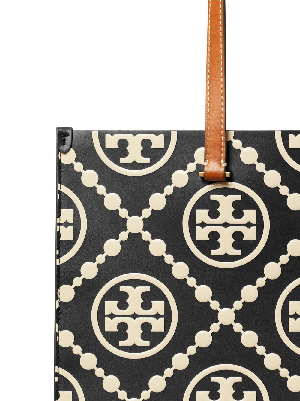 Tory Burch Contrast Embossed Tote Bag In Black