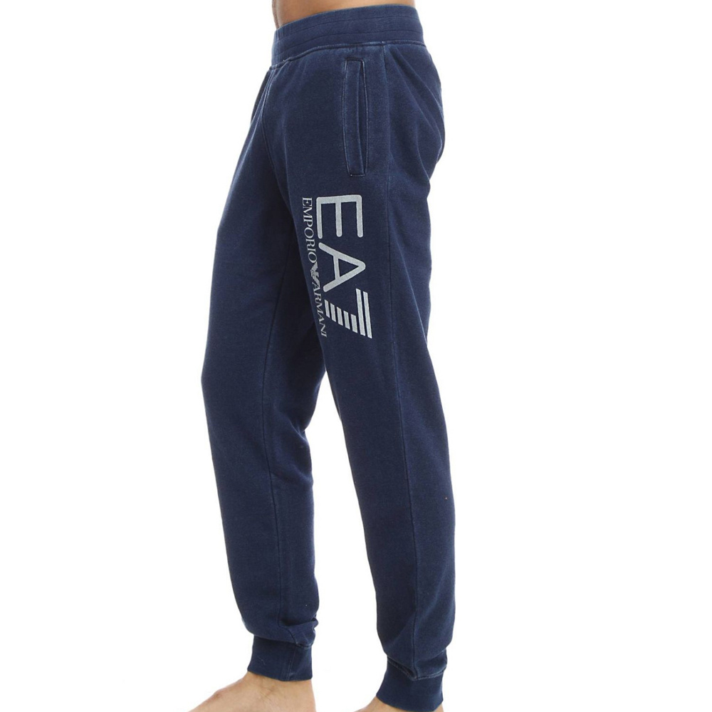 Ea7 Logo Printed Sweatpants In Blue