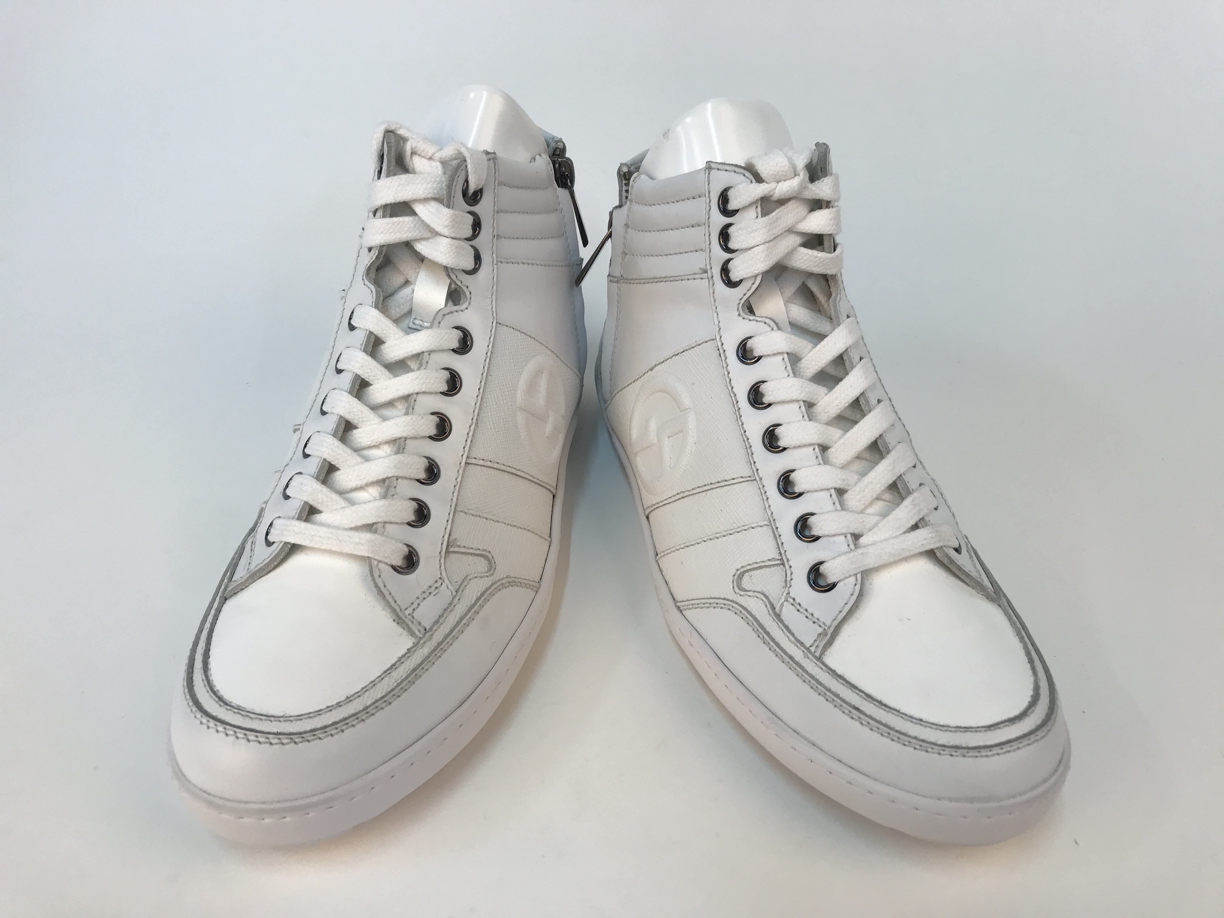 Giorgio Armani Logo High-top Leisure Sports Shoes In White