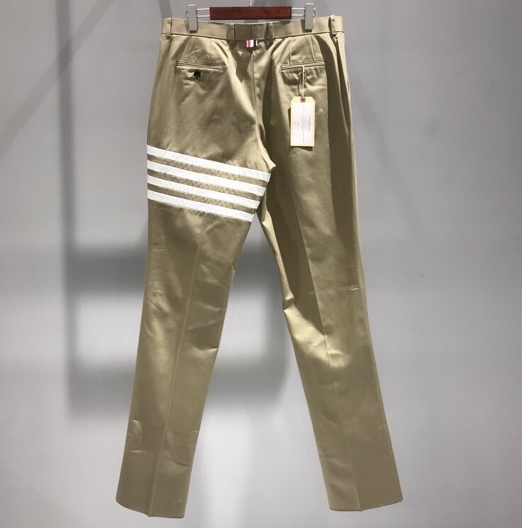 Thom Browne Seamed 4-bar Stripe Unconstructed Chino Trouser In Cotton Twill In Nude