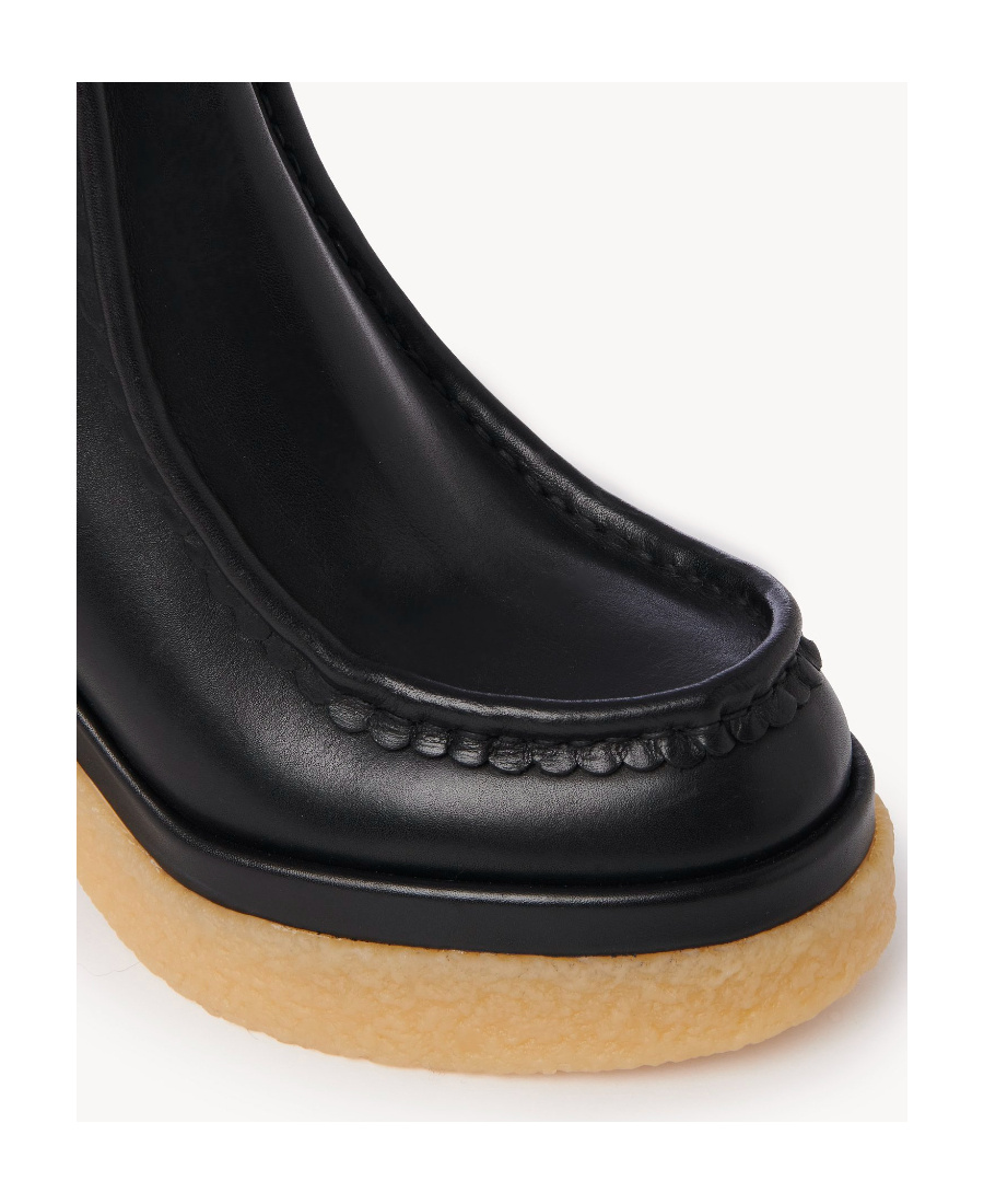 Chloé Jamie Ribbed-knit And Leather Platform Chelsea Boots In Black