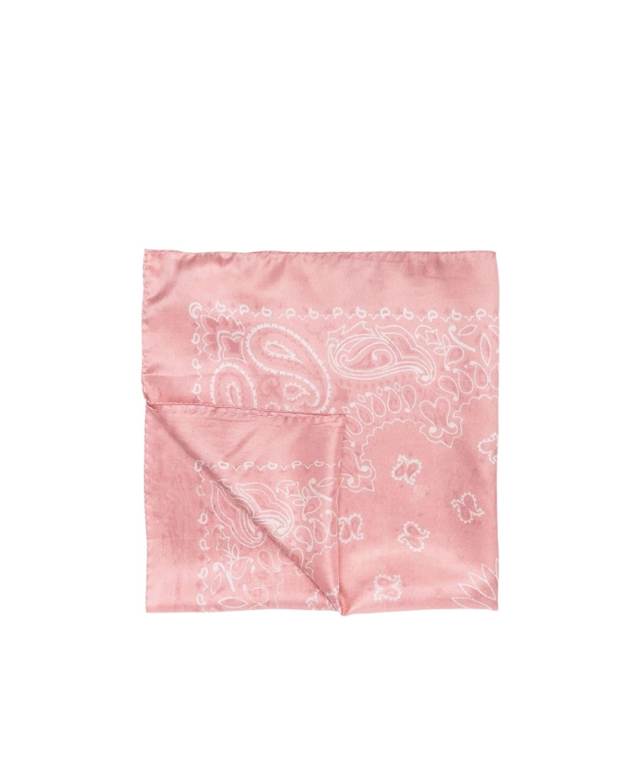 Golden Goose Pink Scarf In Silk With White Paisley Print In Pink