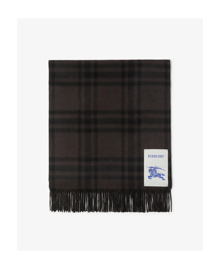 Burberry Ekd Checked Cashmere Scarf In Black