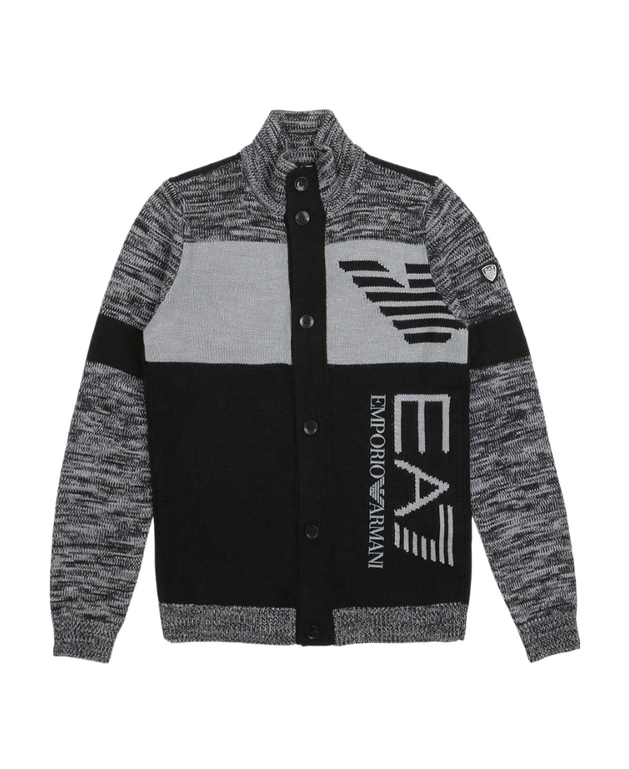 Ea7 Knitted Cardigan In Black