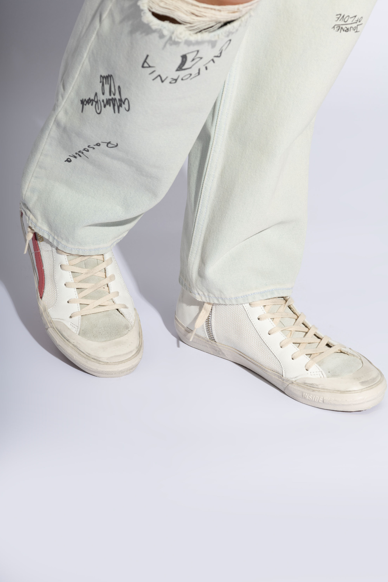 Golden Goose Deluxe Brand Slide Double Quarter Penstar Sneakers In White