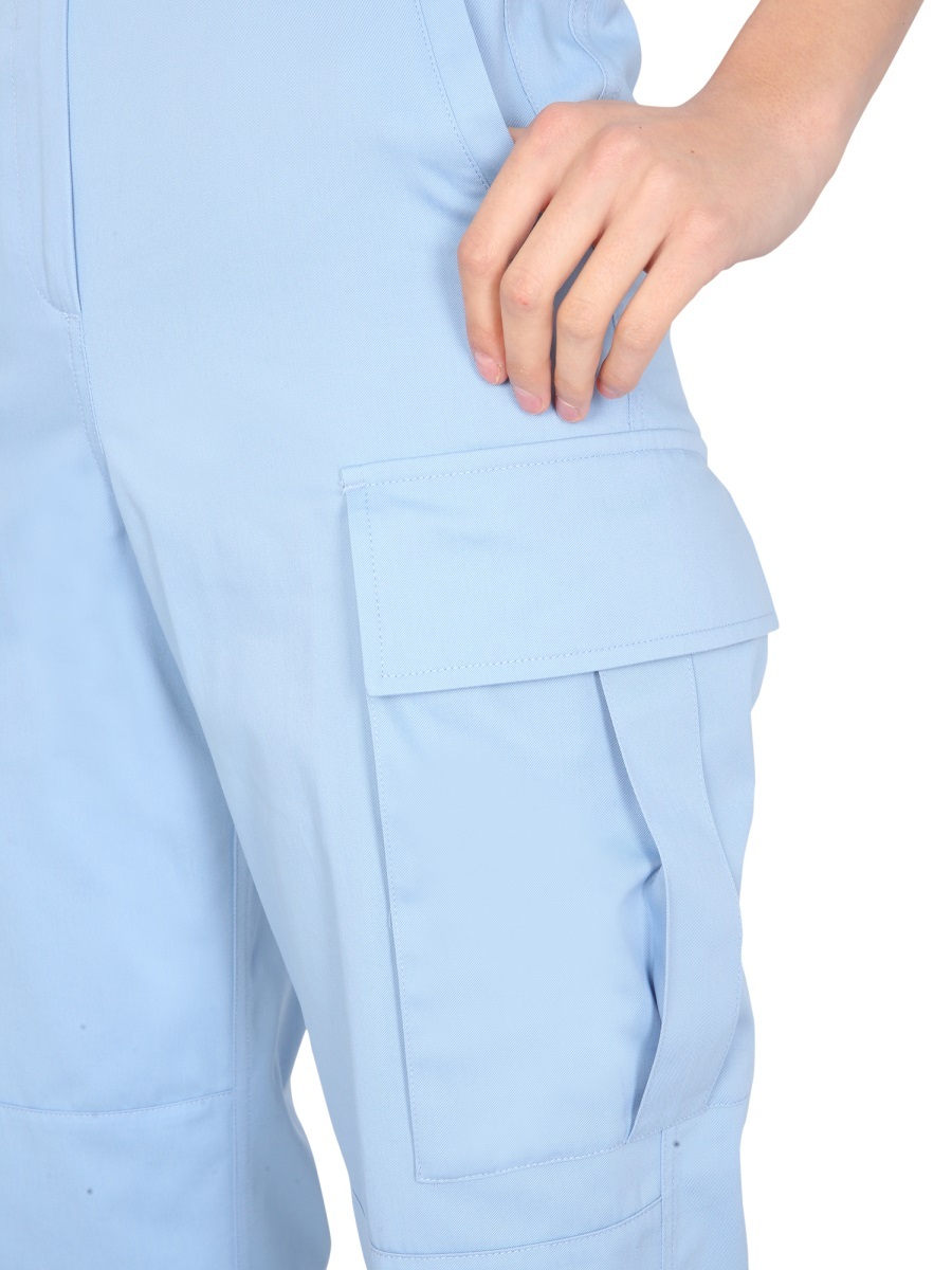 Msgm Cropped High-waist Trousers In Blue