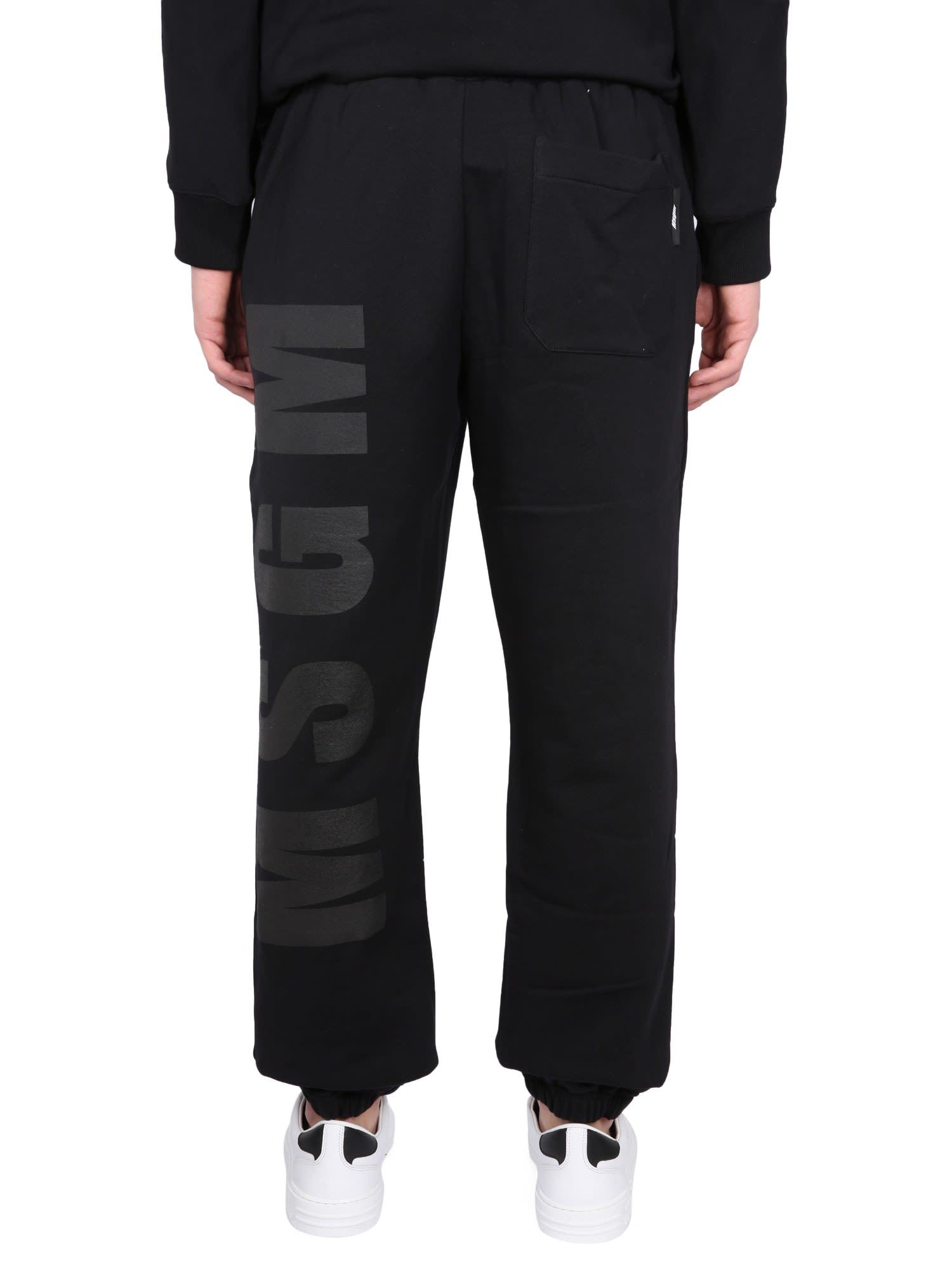 Msgm Logo-print Cotton Track Pants In Black