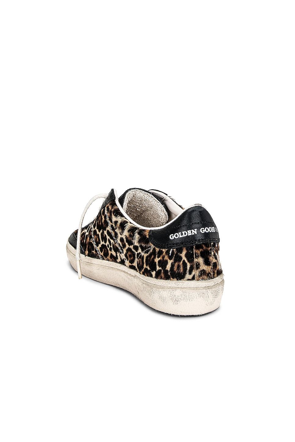 Golden Goose Soul-star Distressed Leather-trimmed Leopard-print Calf Hair Sneakers In White