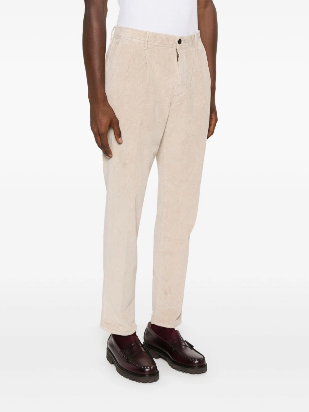 Incotex Tapered-leg Corduroy Trousers In Nude