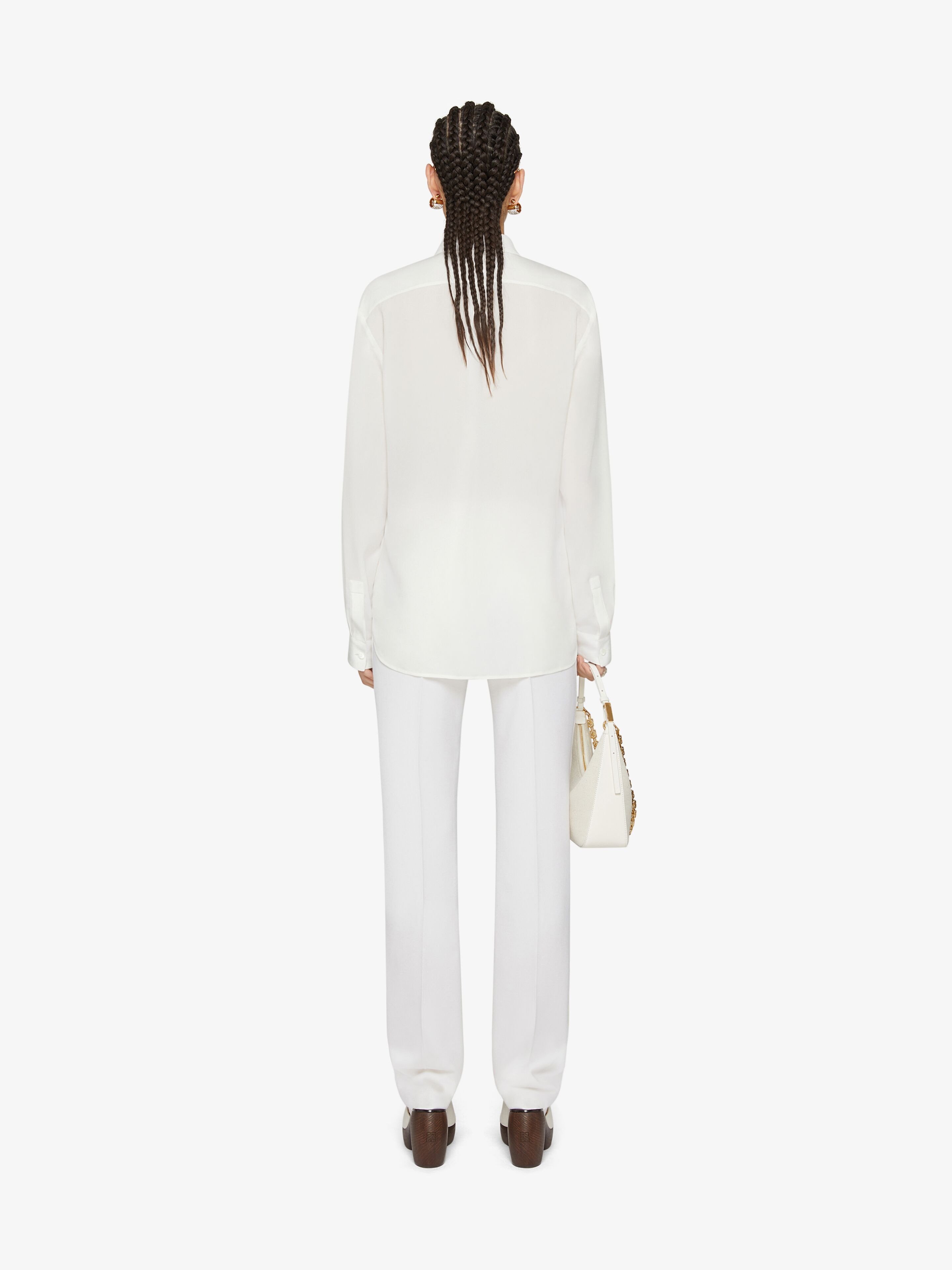 Givenchy Long-sleeve Silk Shirt In White